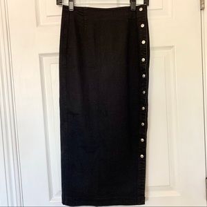 DKNY Black Midi Skirt with Button Details size 4